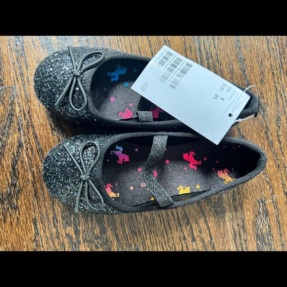 H&M Black glitter ballerina shoes with bow detail - Picture 7 of 9